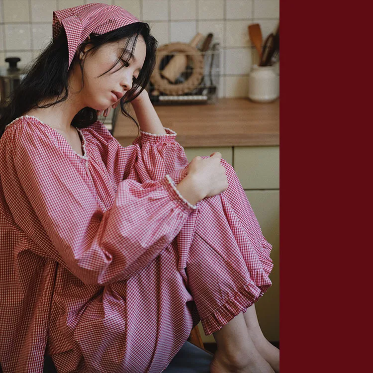 2026 new women 100% cotton pajamas set long sleeve pants floral print loose beautiful loungewear sleepwear homewear