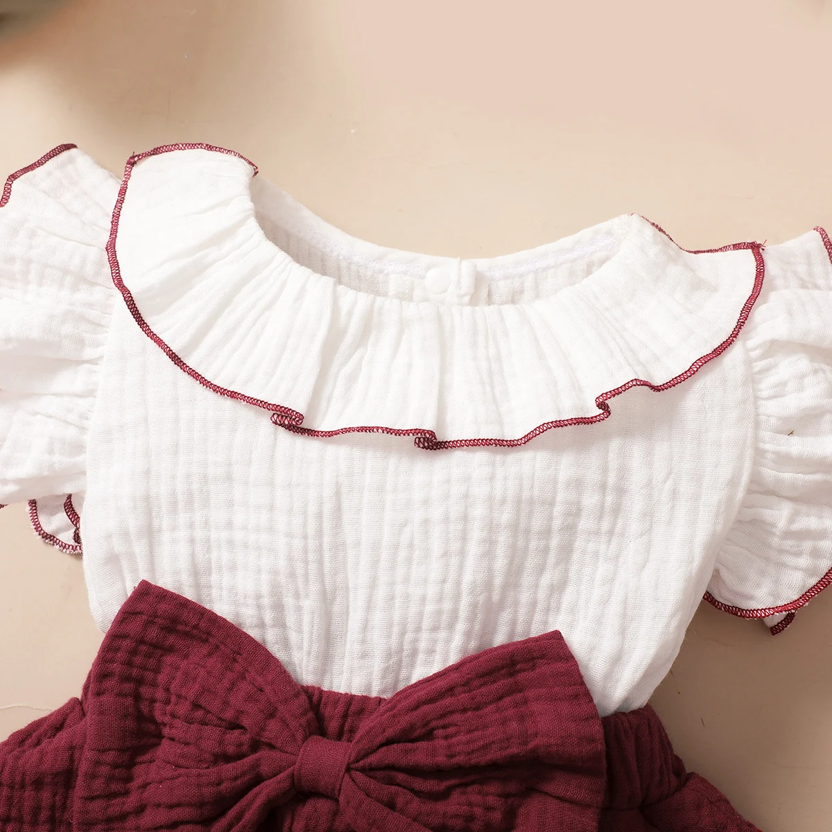 Baby Girl Red Wine with white 3-layer cupcake dress