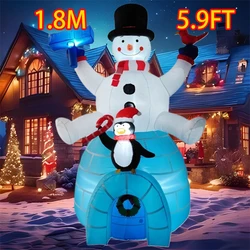 Inflatable Toy Sitting Snowman Penguin Christmas Inflatable Model Luminous Inflatable Model Christmas Atmosphere Decor Model