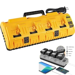 DCB102 Caricatore Rapido 4 Porte × 2A Corrente di Ricarica USB 2A DCB200 DCB140 Per Dewalt 10.8V 14.4V 18V 20V 60V Caricabatteria Al Litio