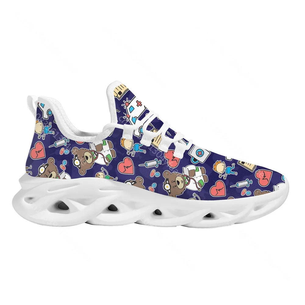Yikeluo Shoes for Women Nurse Fashion Print Sneakers Design Custom Pattern Shoes Casual Women Flat Walking Shoes Running Sneaker