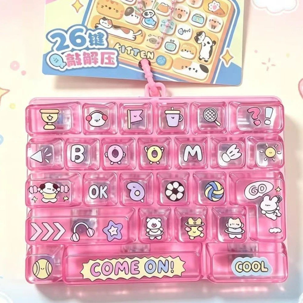 Aesthetic Y2K Ocean Clear 26 Grid Keyboard Keycap Clicker Keychain 가방고리 바다 테마 Bag Pendant Tactile Prop Goodie Bag Favor