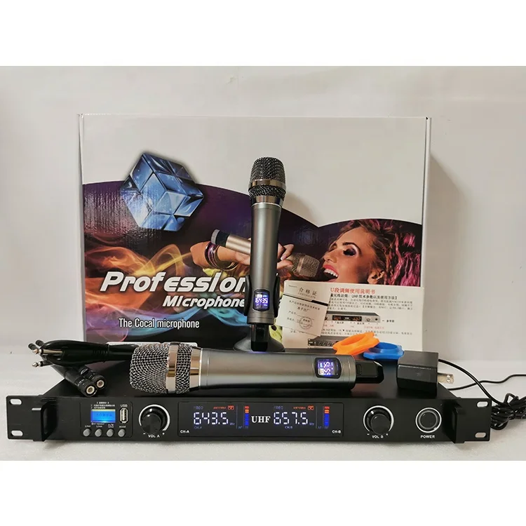 XGT-1203 Dynamic Microphone UHF Wireless MP3 BT USB Effect for Conference and Singing Microphone for Professional Use
