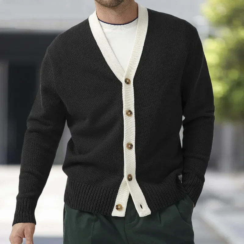 

2023 Men's Autumn and Winter New Colored Knitted Cardigan Long Sleeve Fashion Sweater Coat Men's Wear