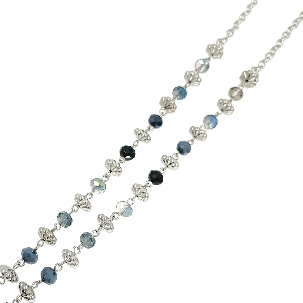 Black Blue Beads Women\'s Fashion Lanyard Necklace ID Name Badge Card Holder Lanyards for Key Necklace Name Badge Holders