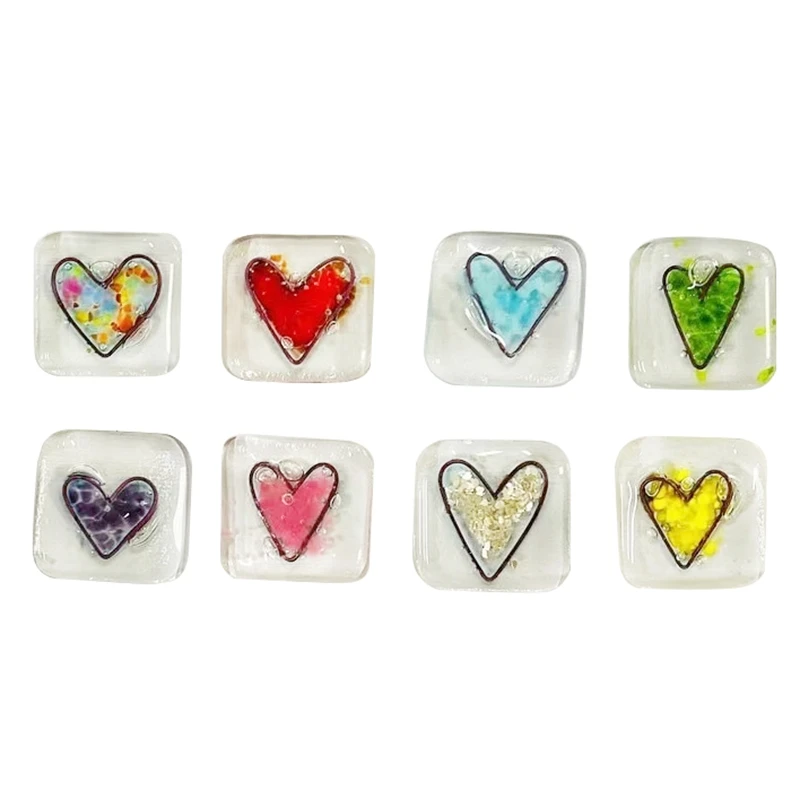 Pocket Token Glass Heart Card Keepsake Gift -Heart Keepsake Pocket Cards-Fused Glass Heart Pocket Token Multicolor Durable