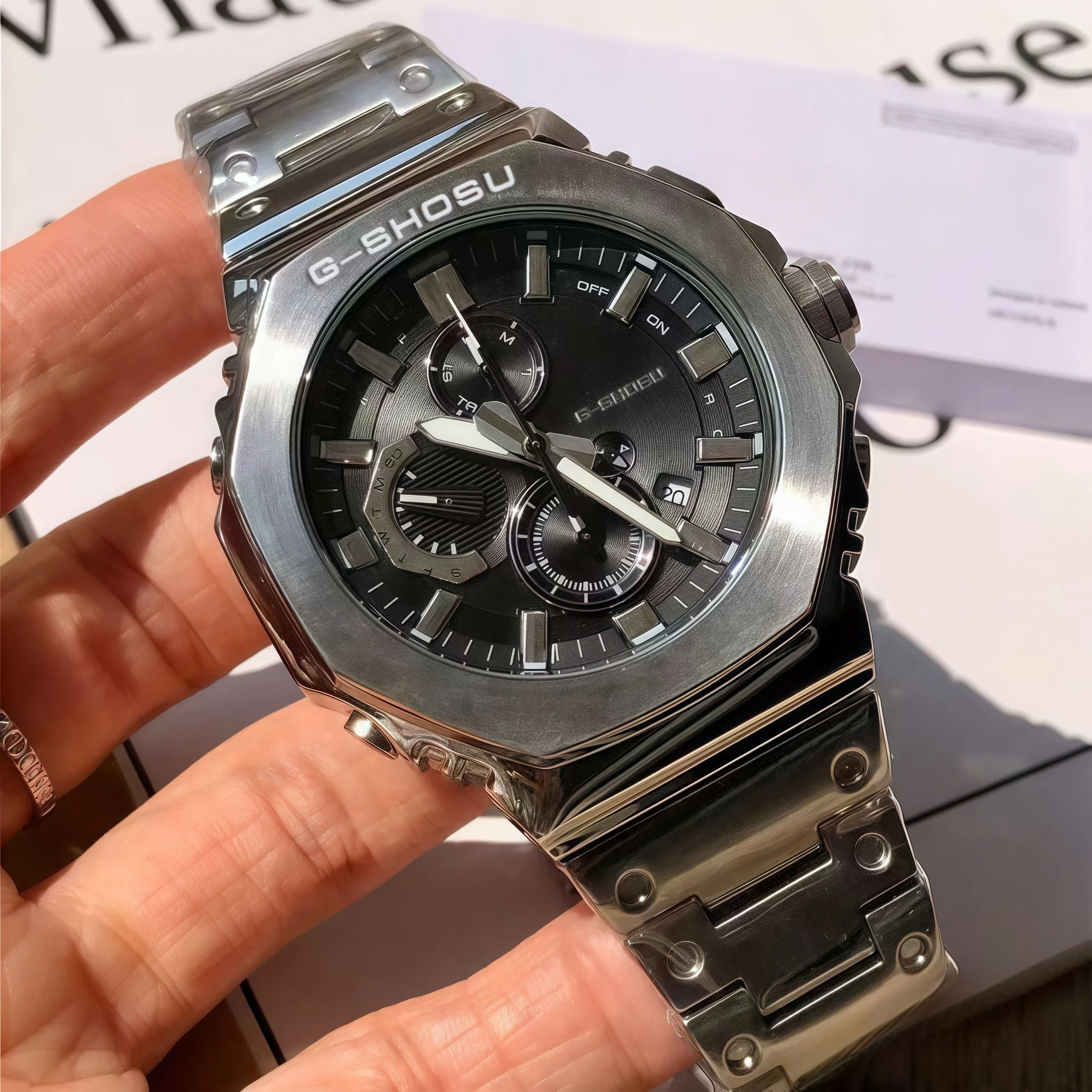 Orologio sportivo unisex al quarzo GMC World Time Acciaio inossidabile Quadrante grande Bussola Tutte le lancette Serie operativa 170g