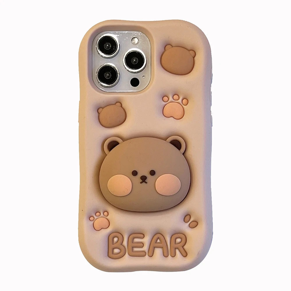 Bear Soft Silicone Case Cover With Holder for Samsung Galaxy A14 A24 A34 A54 A15 A25 A35 A55 A51 A52 A32 S21 S23 FE S24 Ultra - náhled 6