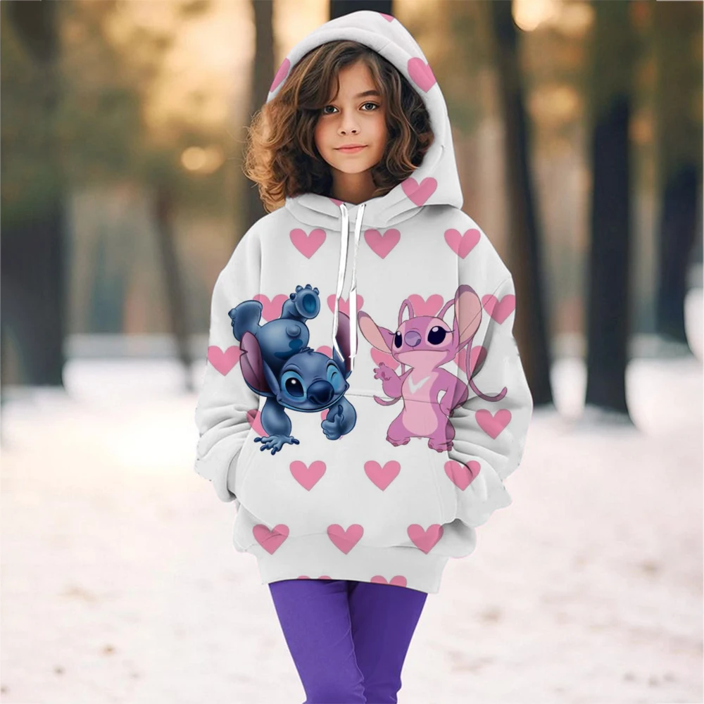 Disney Stitch Children's Street Fashion Sweater Boys Girls Tops Children's Sports Pullover Outdoor Sports Hoodie