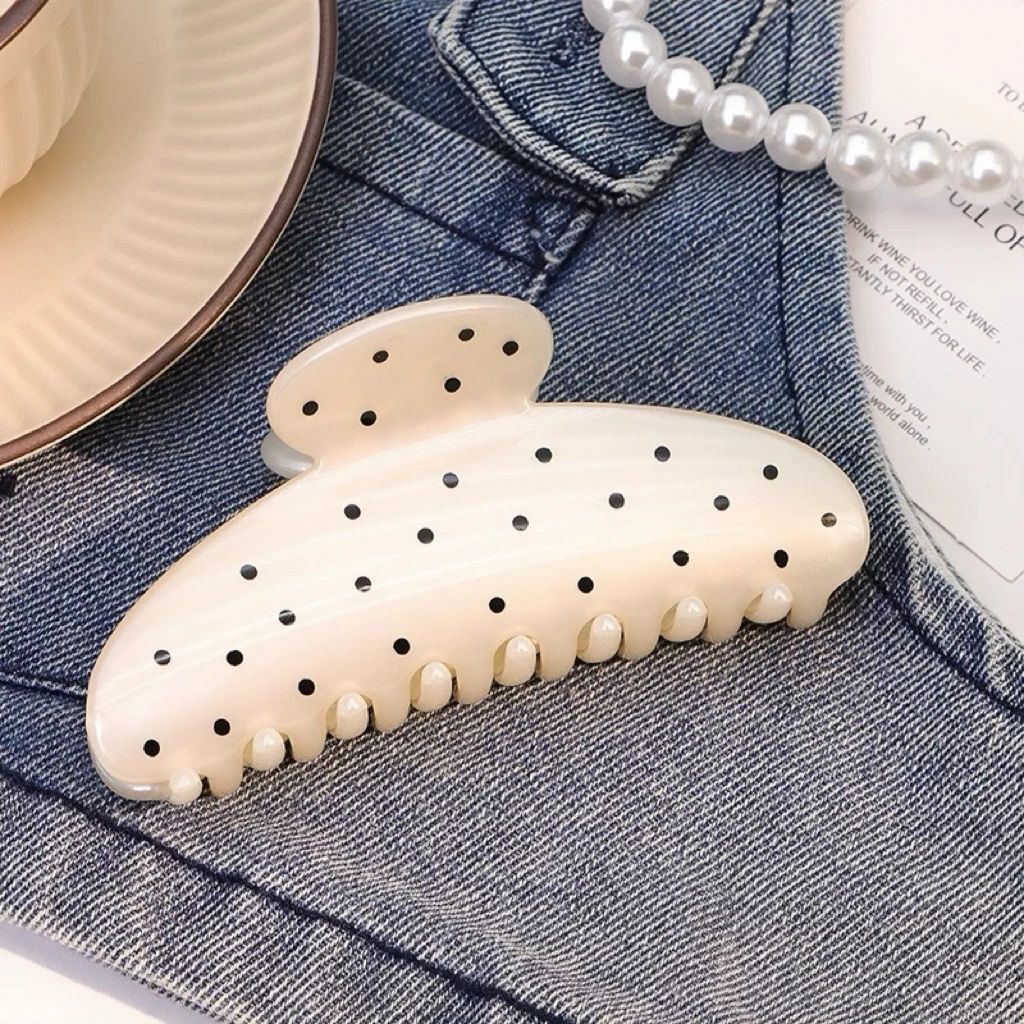 1/2 Stück Französische Polka Dot Design Haarklammer Bananenklammern für Frauen Große Haarspangen Mode Süße Haarschmuck Kopfbedeckung – Detail 7