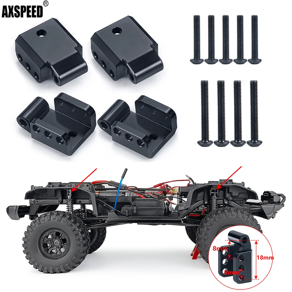 

AXSPEED 4Pcs Aluminum Front Rear Shock Mount Adjustable Damper Stand for 1/10 TRX4 Bronco Defender Blazer RC Crawler Car