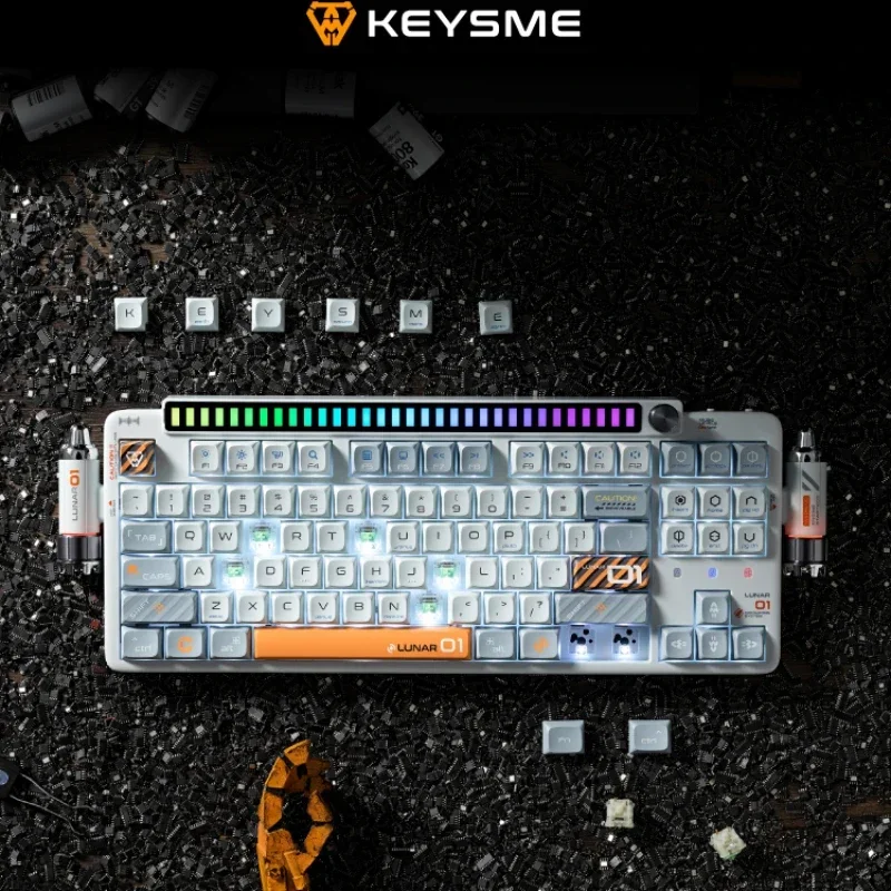 KeysMe Lunar01 Spacecraft Custom Gasket Mechanical Keyboard Wireless 2.4G Tri-mode Examination Hot Swap RGB Mechanical Keyboard