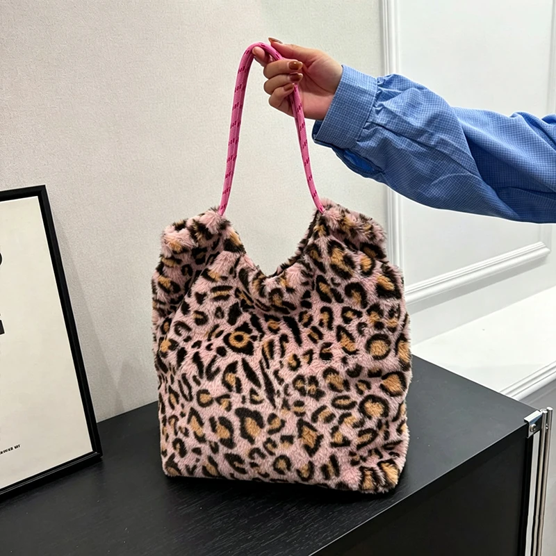 Retro Tote Bag Leopard Print Adjustable Strap Shoulder Bag Large Capacity Crossbody Bag Casual Outings