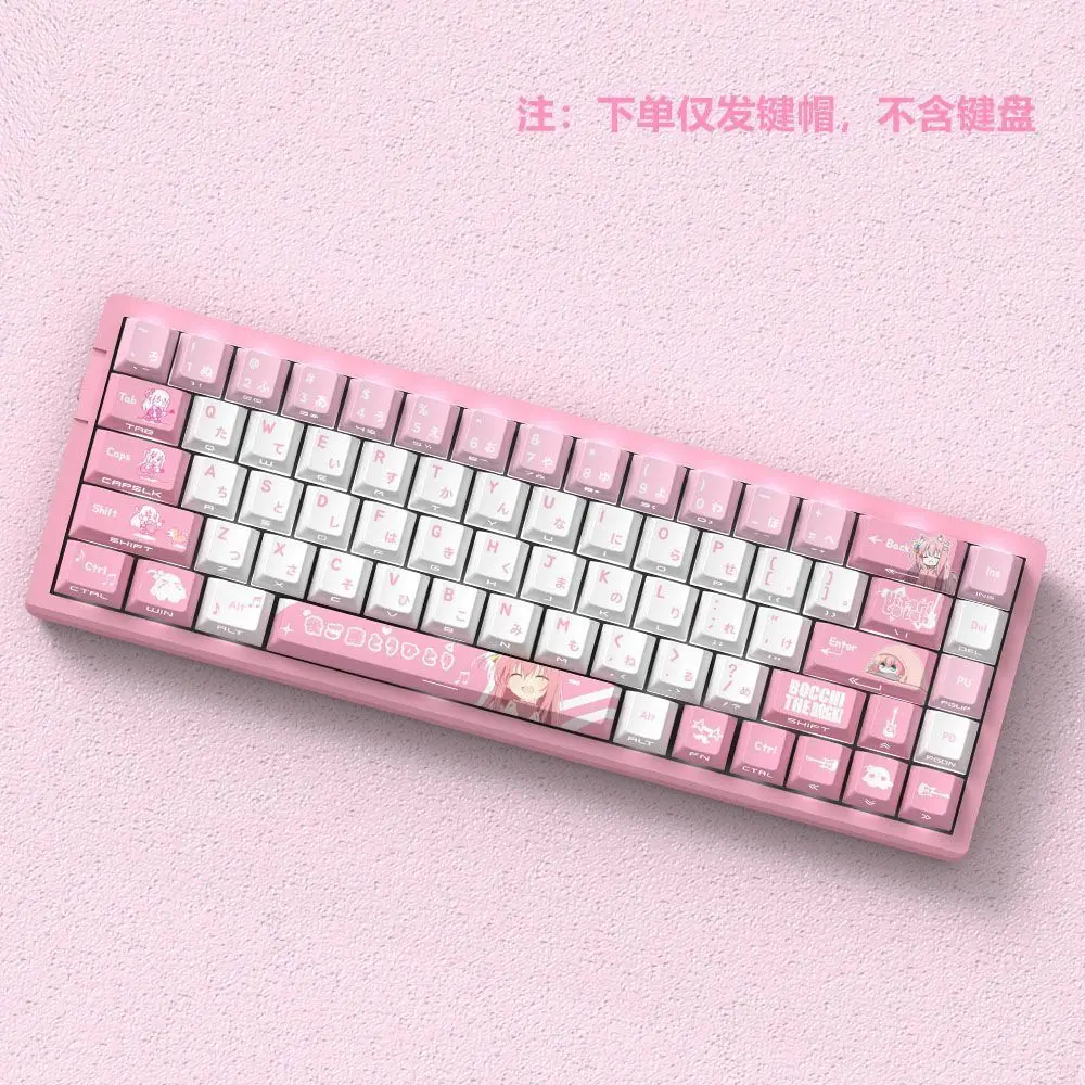 74 Kes Gitar Hero Tembus Tombol Anime Sisi Cetak Tombol PBT Dye-Sub Cherry untuk Keyboard Mekanis Wooting 60 65 68