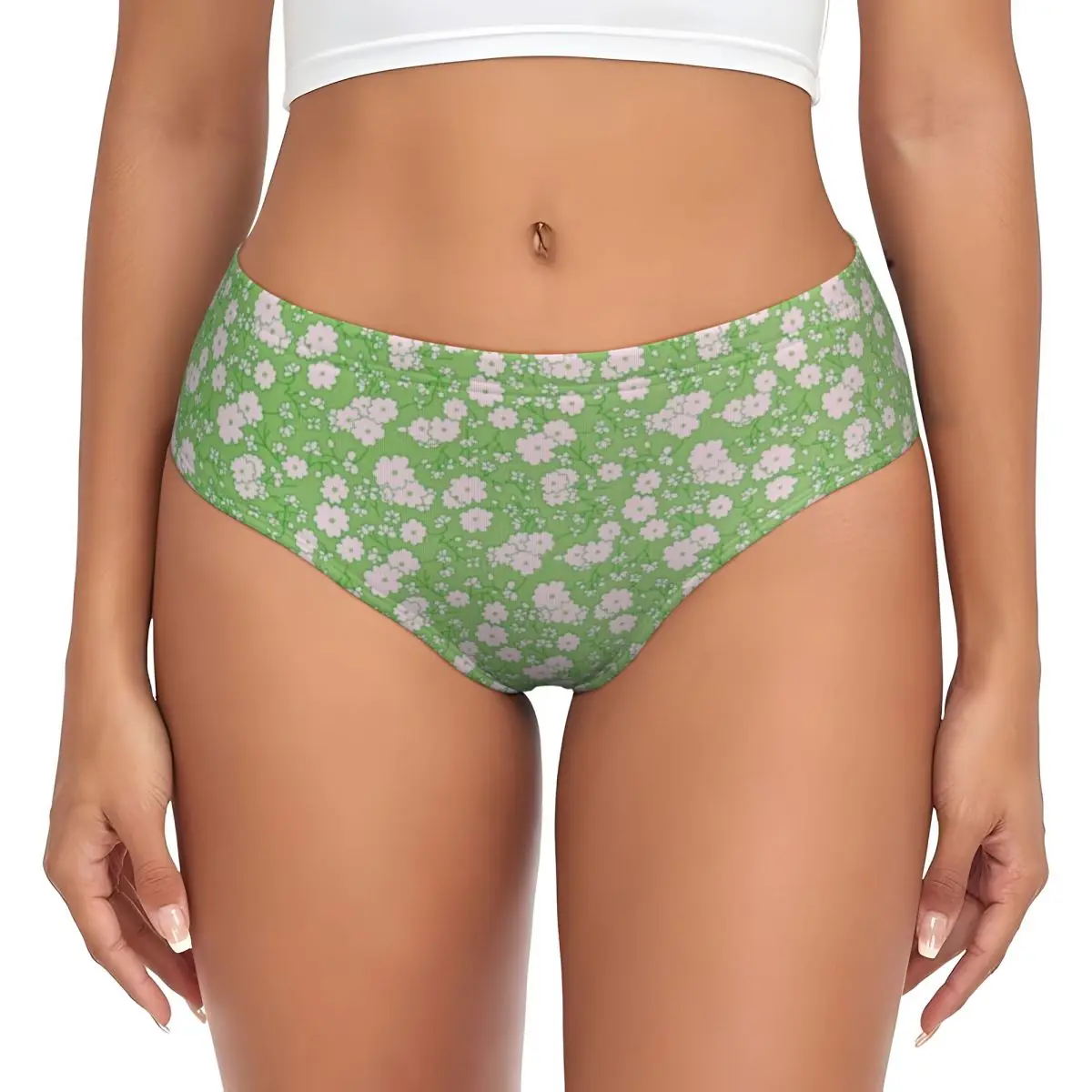 Custom Women's Y2k Style Pattern With Flower Brief Panties Female Stretch Underwear Underpants