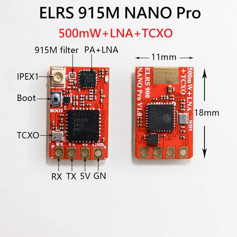

30PCS ELRS 915M NANO PRO ExpressLRS Receiver 500mW RX With T type Antenna TCXO LNA Filter Long Range For RC FPV Drones