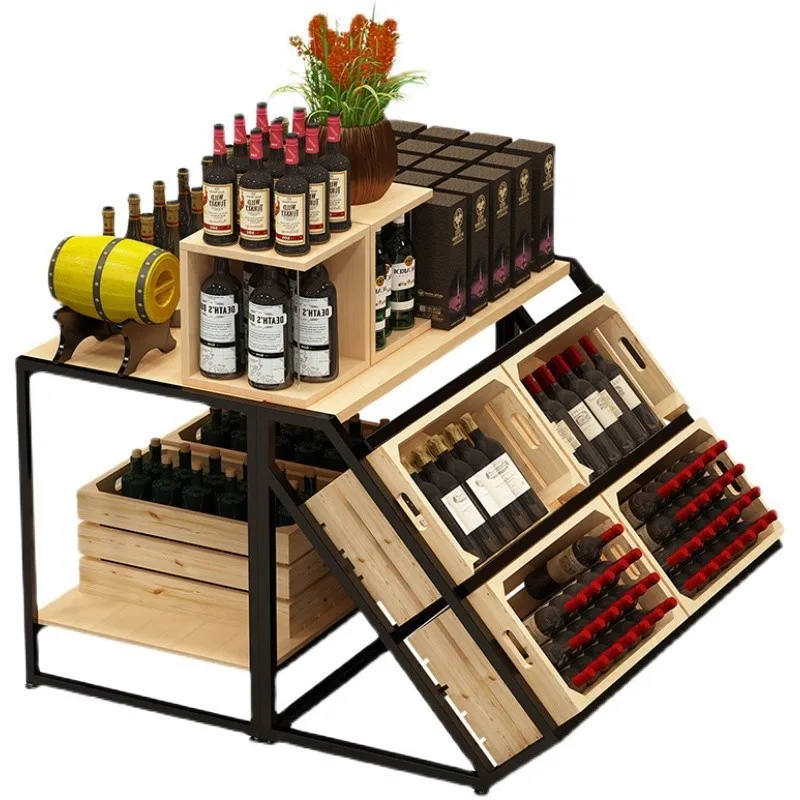 

Winery wrought iron Nakajima combination wine cabinet display rack Shopping mall floor-to-ceiling wine display rack