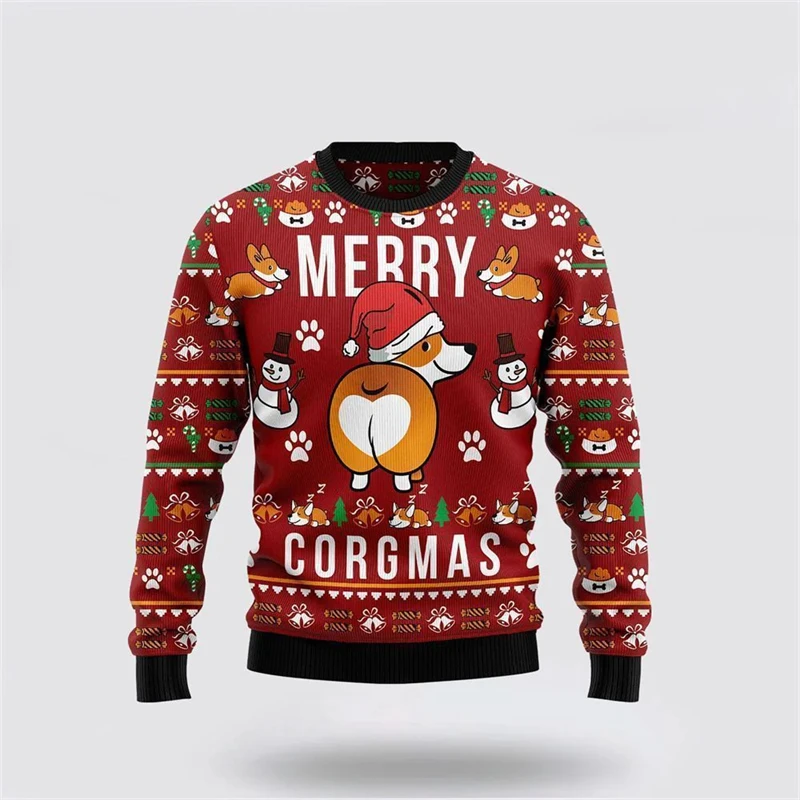 New Animal Dogs Graphic Ugly Christmas Sweater Fashion Pet Cat Dog Sweatshirts For Men Clothing Xmas Boy Gift Pullovers Tops 6XL