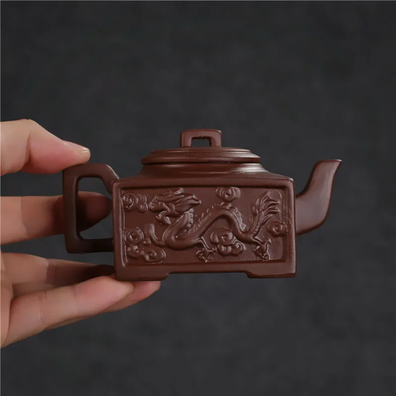 

Chinese Yixing Zisha Clay Pottery Teapot Dragon Phoenix Design Clay Pot