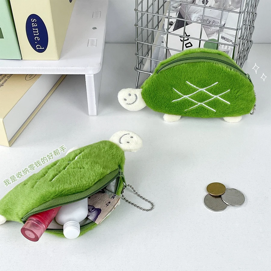 Creative Children Coin Purse Cute Marine Animals Turtle Plush Doll Pendant Cartoon Mini Turtle Students Portable Coin Purse