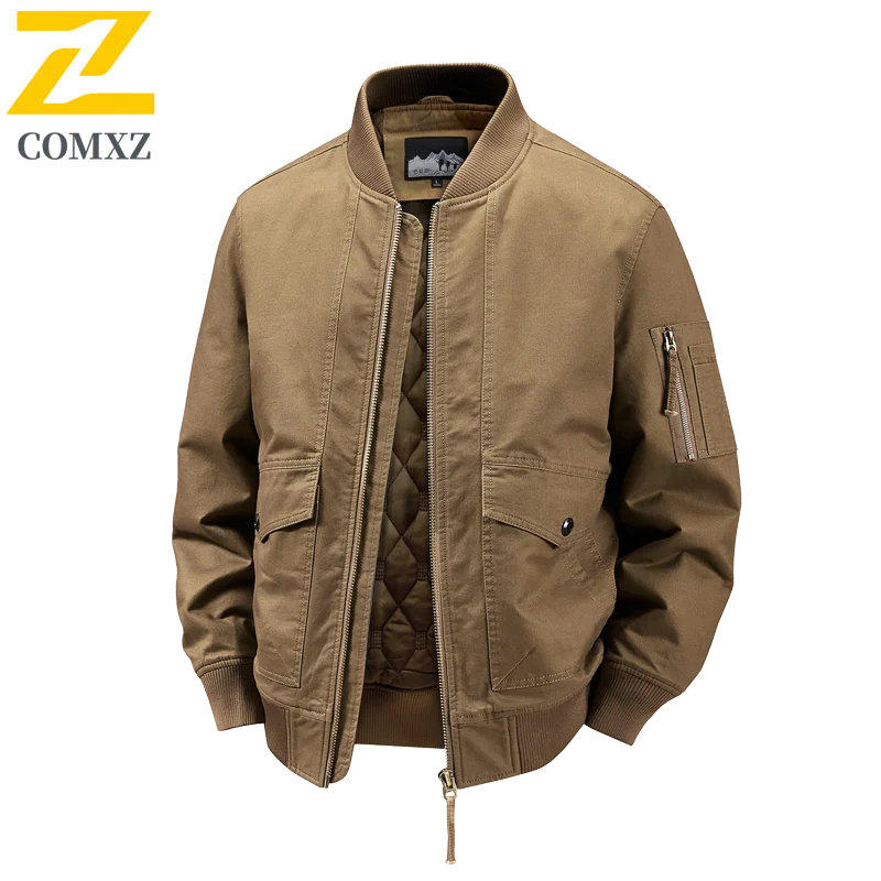 سترة قطن رجالية 2025 طبعة جديدة مع سترة طيران سميكة مضادة للبرد ودافئة للخروج سترة شتوية غير رسمية بسحاب سترة واقية