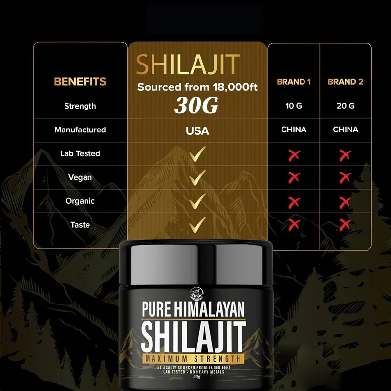 Shilajit natural pure Himalayan organic resin 30g with maximum strength containing over 85 trace minerals, gold grade