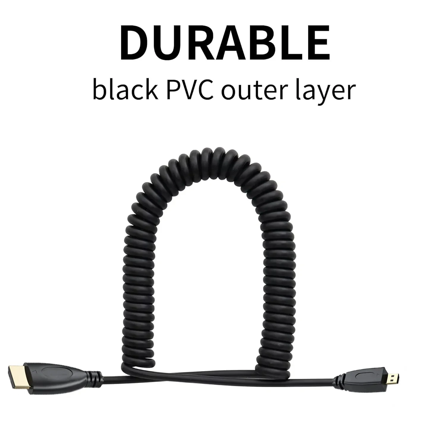 Kabel HDMI 1.4 Lewy/prawy kąt Mini lub Micro HDMI Elastyczny kabel sprężynowy do tabletu DSLR Monitor HDTV — zdjęcie produktu 3
