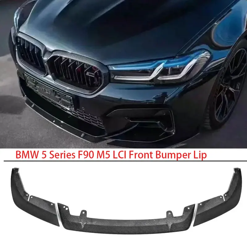 Real Carbon Fiber Front Bumper Lip Chin Spoiler Splitters For BMW 5 SeriesF90 M5 Competition 2021-2023  Front Bumper Guard