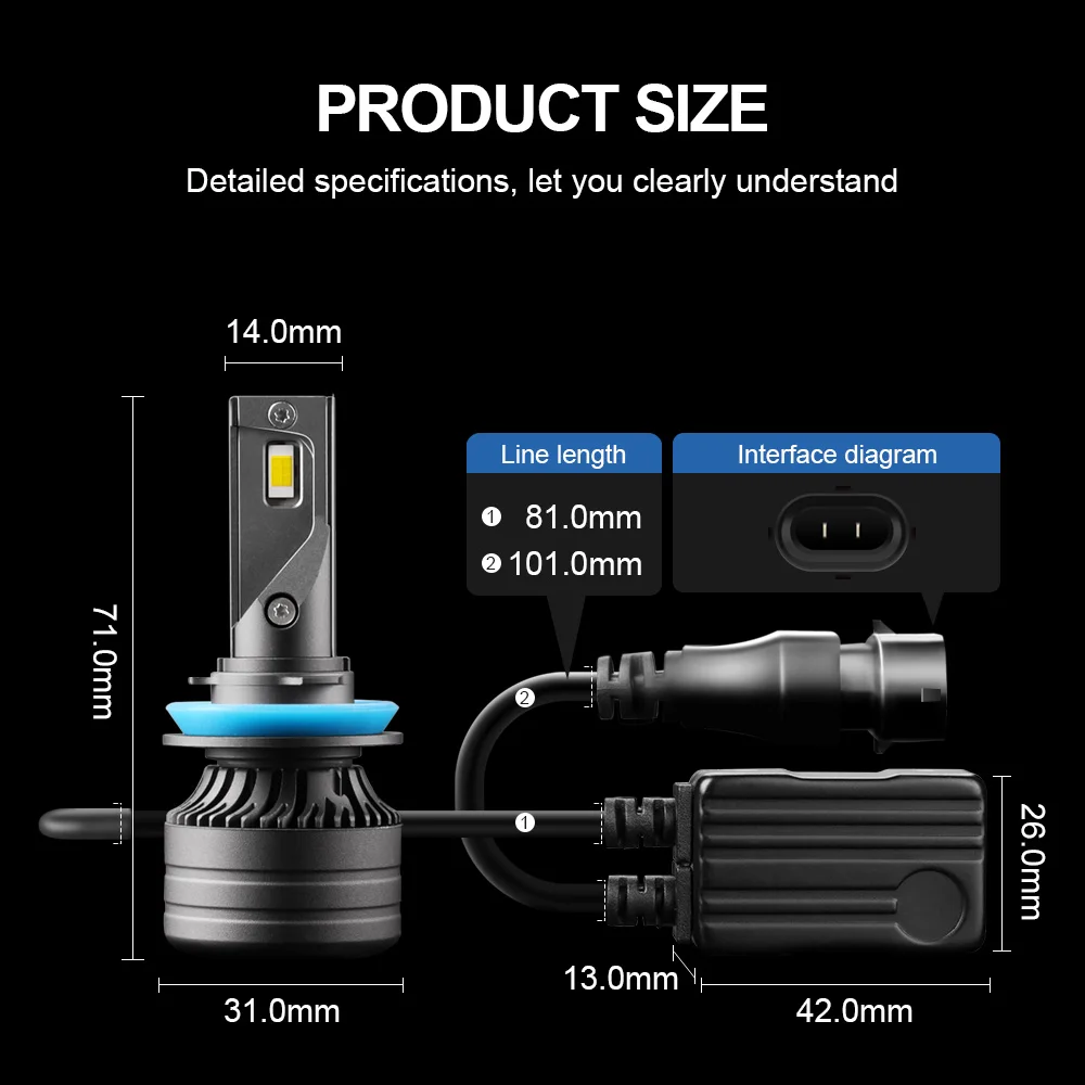 

2PCS CSP Chips H11 H8 H9 LED Headlight 20000LM 120W High Power 12V 6000K Super Bright For Toyota Avalon 2008 2009 2010 2011 2012