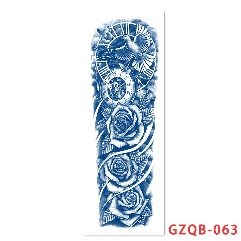 Herbal Full Arm Tattoo Sticker With Large Flower Arm And Flower Leg Semi Permanent 7-15 Day Juice Tattoos Sticker Size:155*465mm