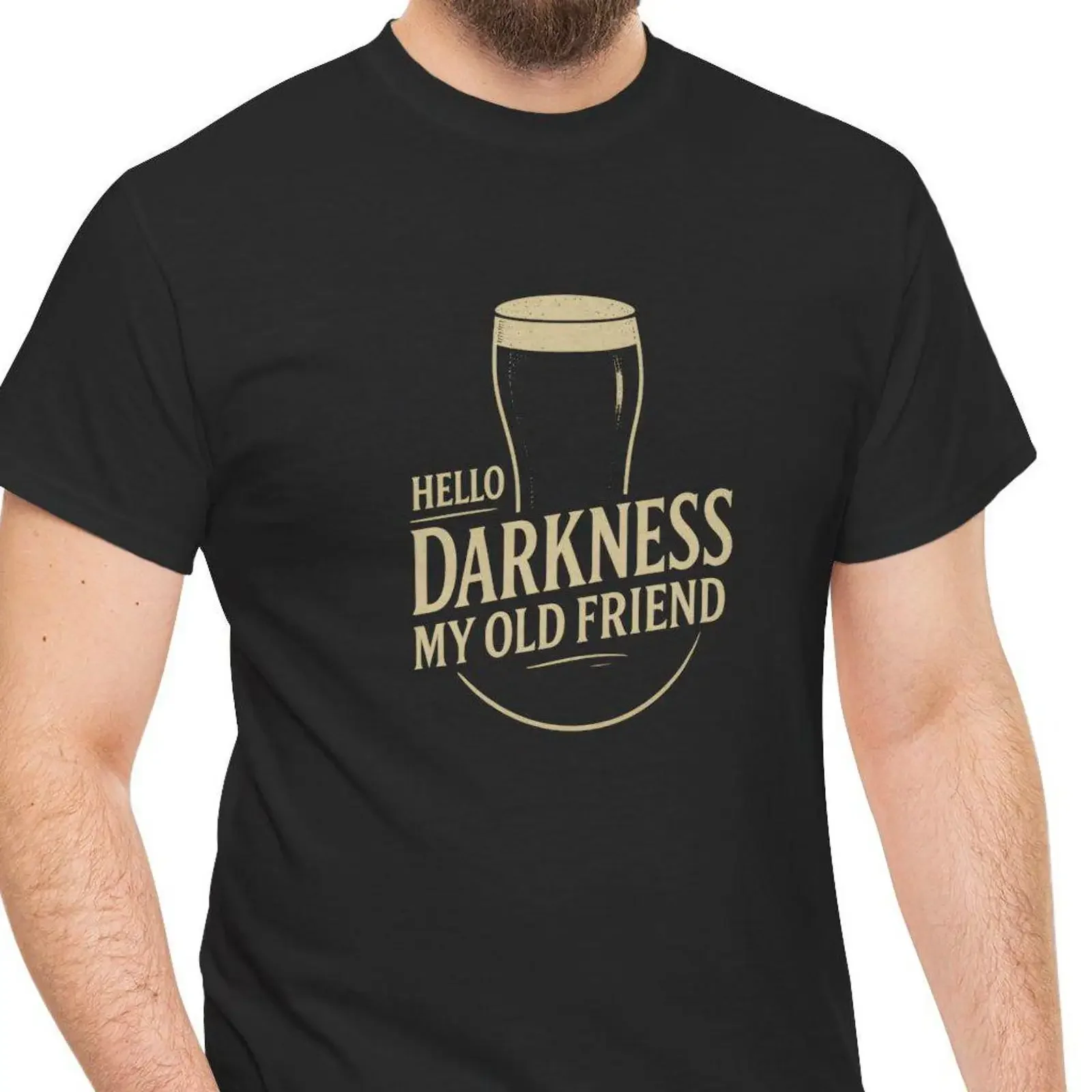 Hello Darkness My Old Friend T Shirt Funny Stout Beer Lover vintage Washed Unisex Slightly homme Soft designer clothes