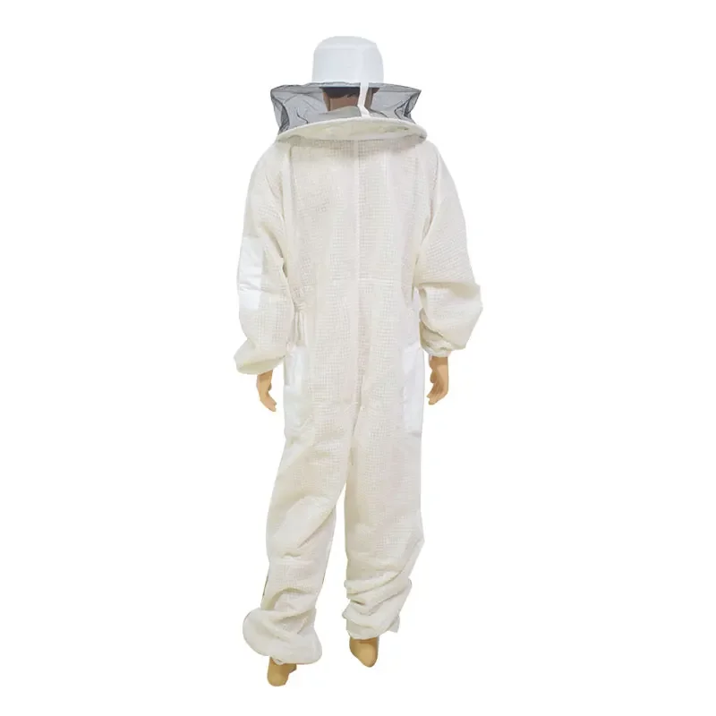 3-Layers Breathable Ventilated Beekeeping Clothing with Round Veil Professional Beekeeper Costume Veil Hood Hat Anti Bee Suit