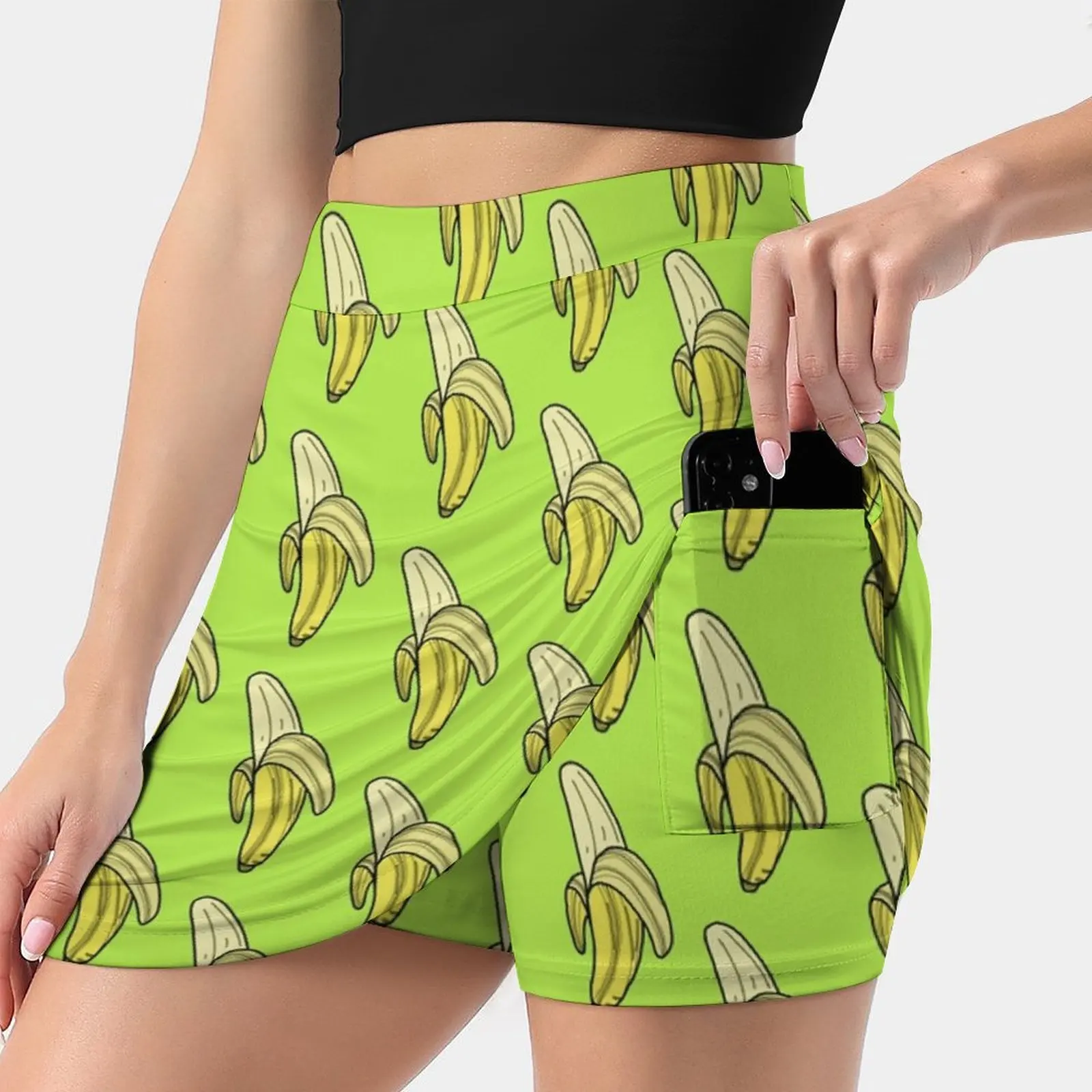 Banana - Lime Women's Fashion Sporting Skirt With Pockets Tennis Golf Running Skirts Breakfast Bright Cooking Cool Cute