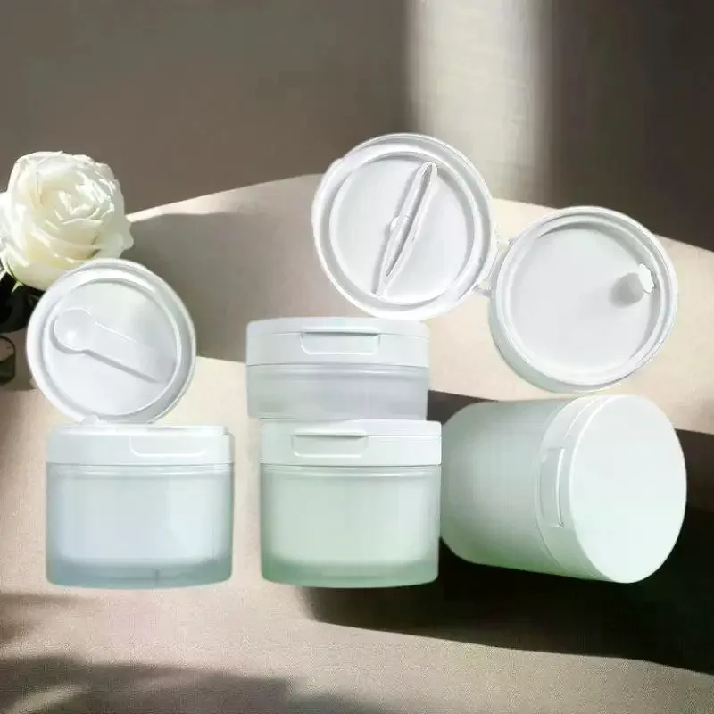 ขวดแบบพลิกฝา 50/120 กรัม พร้อมช้อนหรือแหนบ ขวดรีฟิลได้ กระปุกเปล่าสำหรับเดินทาง ครีมทาหน้า โลชั่น เครื่องสำอาง สำลี กระปุกใส่เครื่องสำอาง