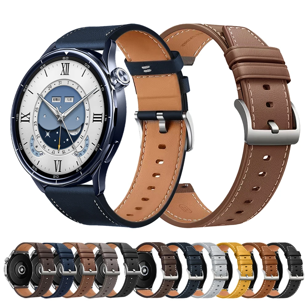 Pulseira de Couro Macio de 22mm para Xiaomi Watch 2 Pro/S5 S4 S3 S2 46mm S1 Active/Mi Watch Color 2 - Substituição de Pulseira/Bracelete
