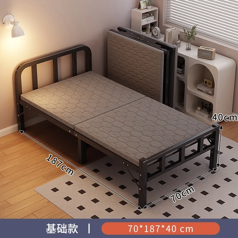 Folding bed adult home single bed portable shrink 1.2 meters rental house strong and durable hard plate iron frame