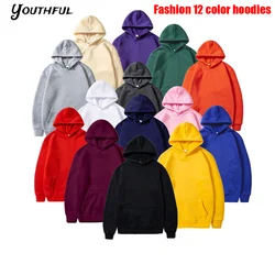 New Fashion Loose Hoodies For Men Spring and Autumn Casual Hooded Sweatshirt Men's Simple Tops Solid Color Thick Clothings Male