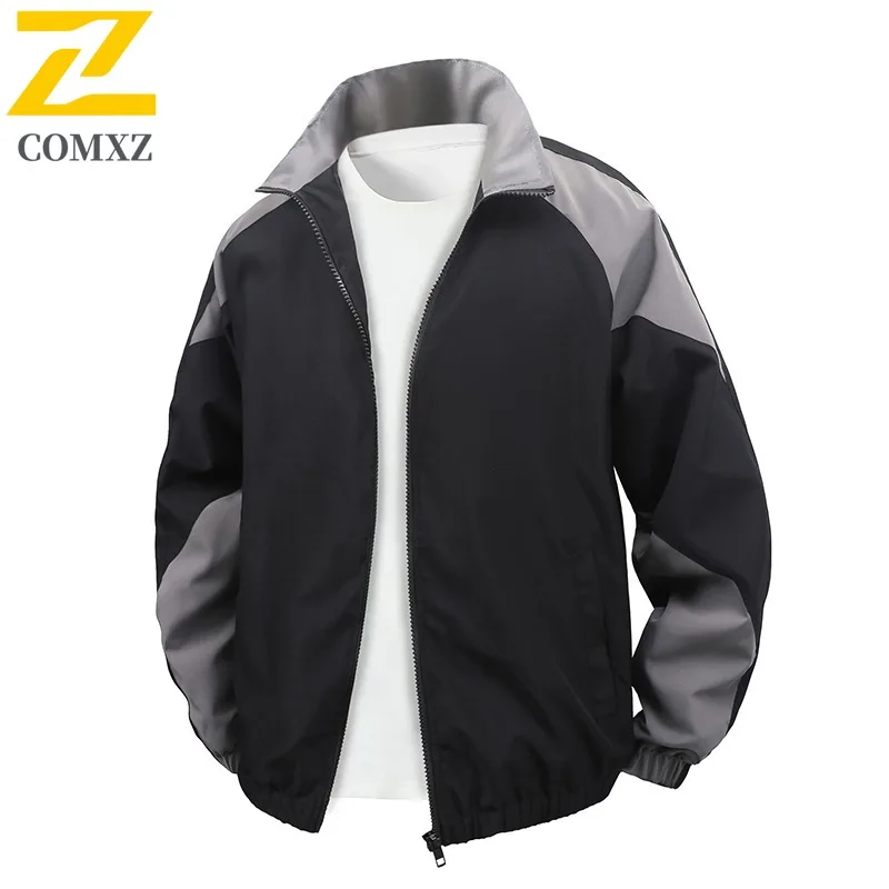 

COMXZ Jacket Washed Cotton Bomber Men Women American Casual Loose Fit Baseball Coat Water Resistant Windproof Outdoor Wear 2025