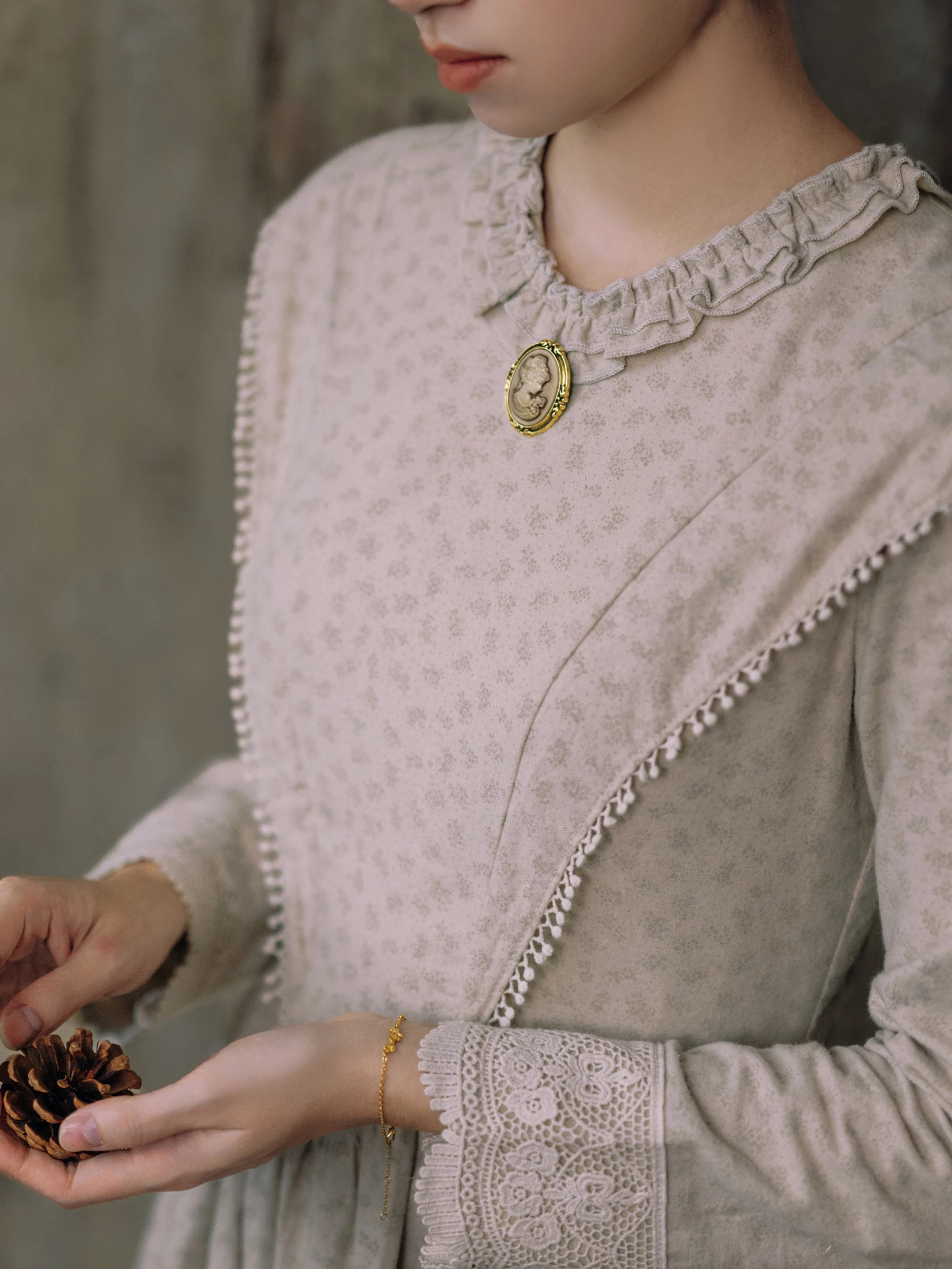 Tiyihailey primavera outono 100% algodão feminino vestido impresso manga cheia longo maxi senhoras roupas S-XL vintage cintura alta 2026 cinza