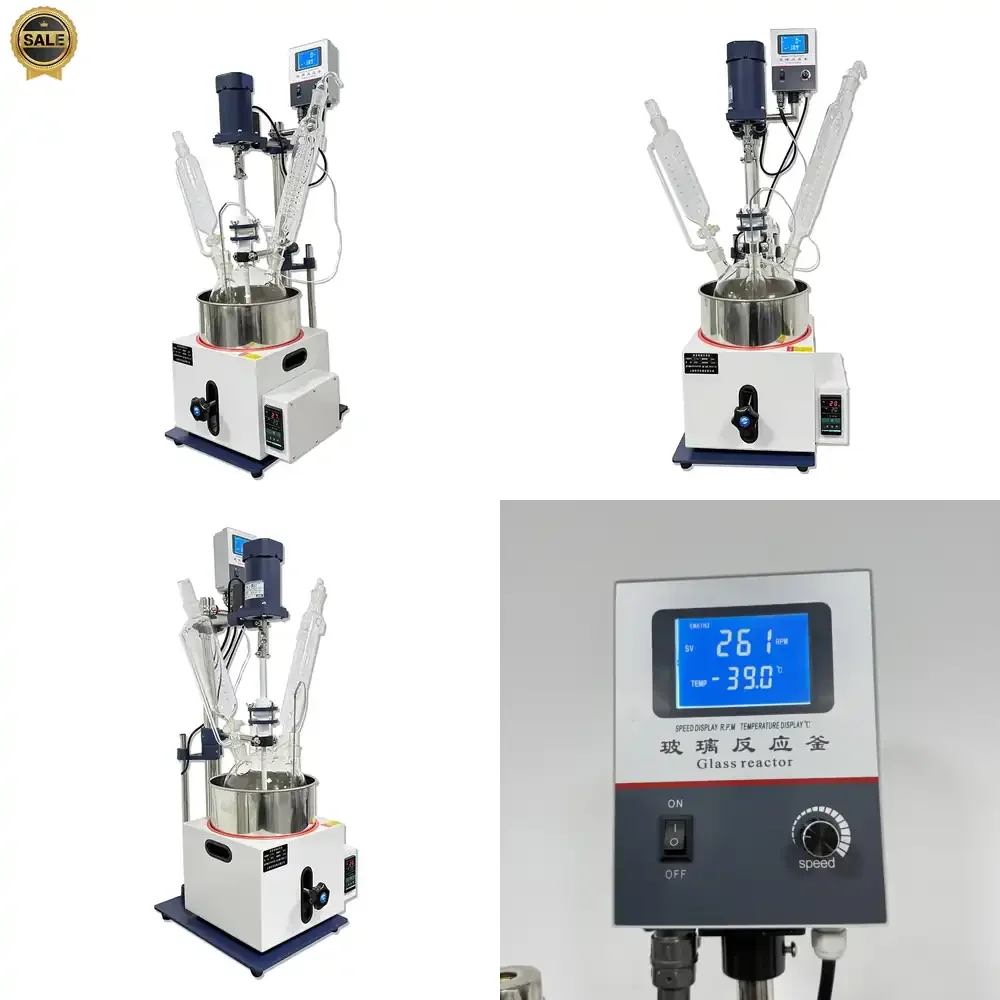 Chemistry Laboratory Equipment Automatic 5L Double Layer Glass Reaction Kettle with Heating Pot Pressure Vessel & Engine