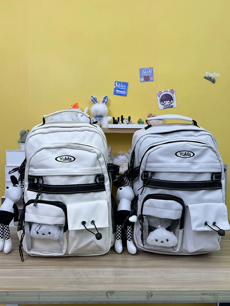子供用バックパック-レターパターン-スクールバッグ-小中学生用-大容量ダブルショルダーバッグ