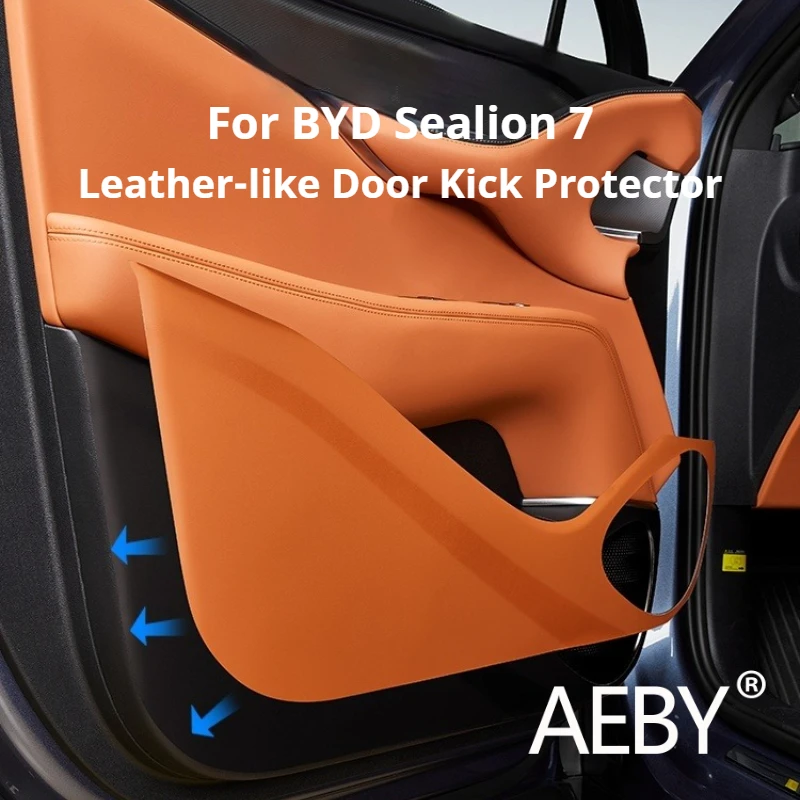 

AEBY For BYD Sealion 7 2024 Door Kick Pad Leather Anti-Scratch Protector Cover, Door Guard Wear-resistant Interior Accessories