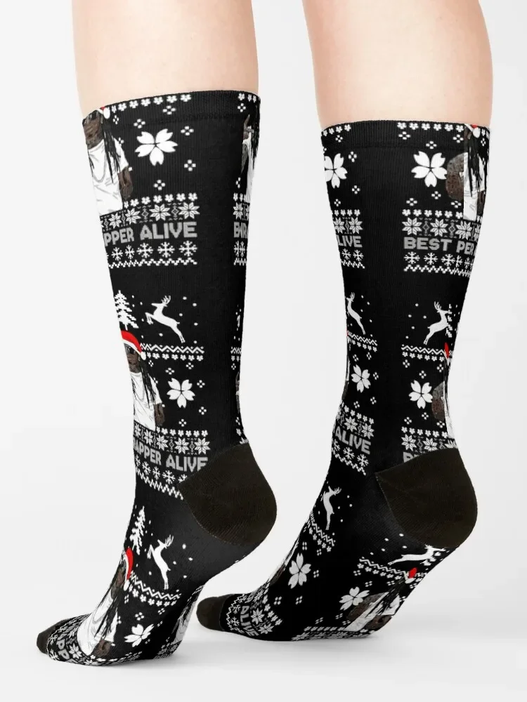 Lil Wayne-Homens e Mulheres Melhor Wrapper Alive Natal Sweater Socks, Hip Hop Golf Socks, Meias Masculinas, Run Set