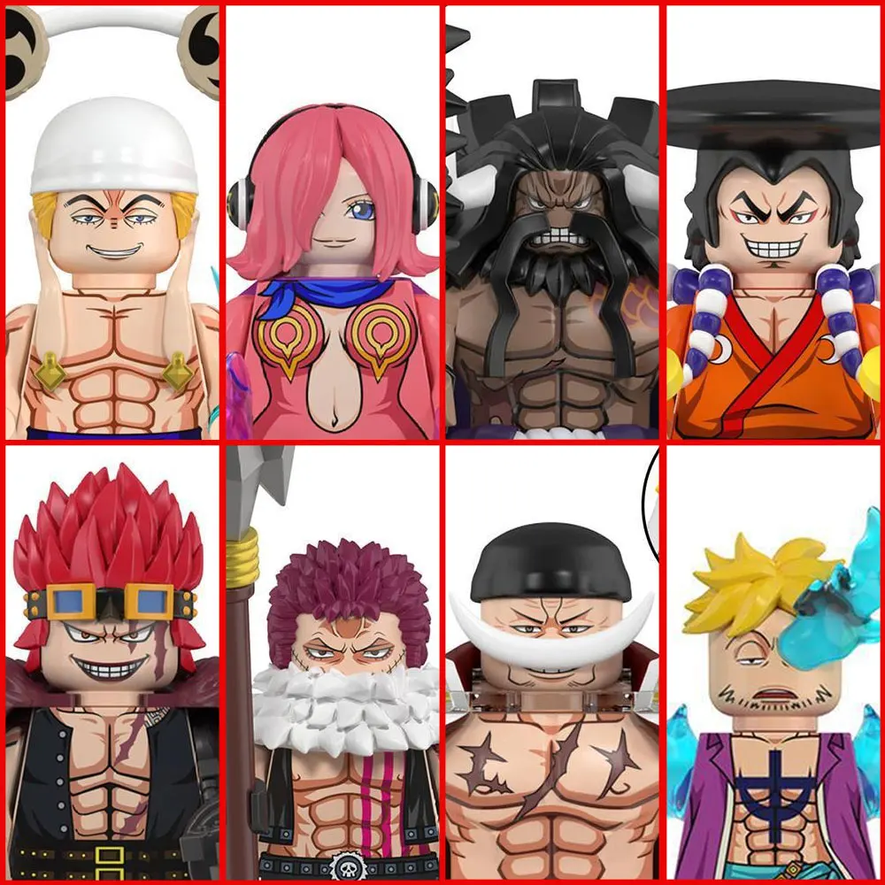 One Piece Building Block Minifigures 8Pcs Kaido Whitebeard Marco Eustass Kid Collectible Action Figure Kids Assembly Toy Gift