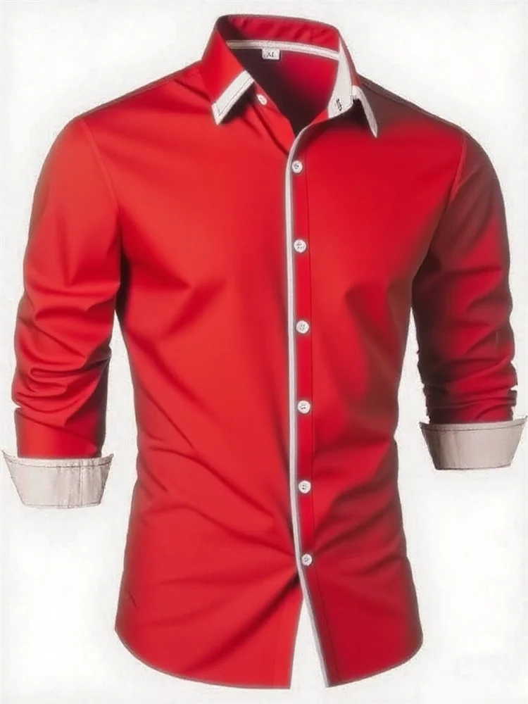 New Spring Men's Shirt Long Sleeve Button Shirt, High Quality Men's Social Business Casual Shirt, Soft Breathable Fabric XS-6XL