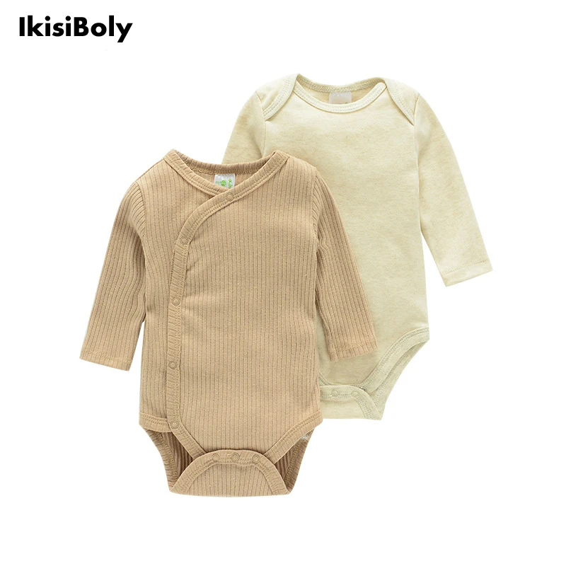 Babies 3-6-9-12M Long Sleeve Rompers Newborn Girls Boys 2-Pack Playsuits Set Infant One Piece Bodysuits Jumpsuit Outfits