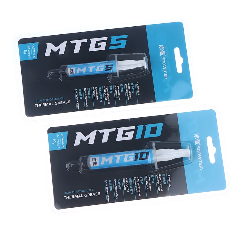 1 قطعة 5 جرام/10 جرام حقنة MTG5/MTG10 معجون الشحوم الحراري موصل 14.3 واط/mk لشحوم الكمبيوتر المكتبي المحمول بطاقة الرسومات رقاقة