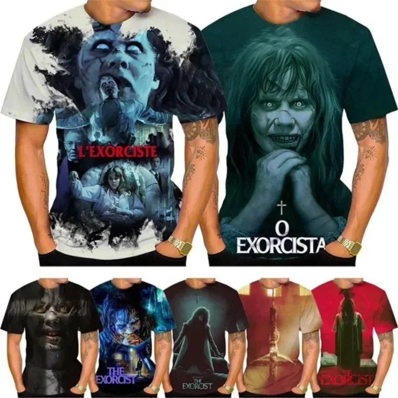 Horror Movie The Exorcist 3D Printed T-shirt Round Neck Short-sleeved Casual Tops For Men and Women Cosplay Men\'s Clothing