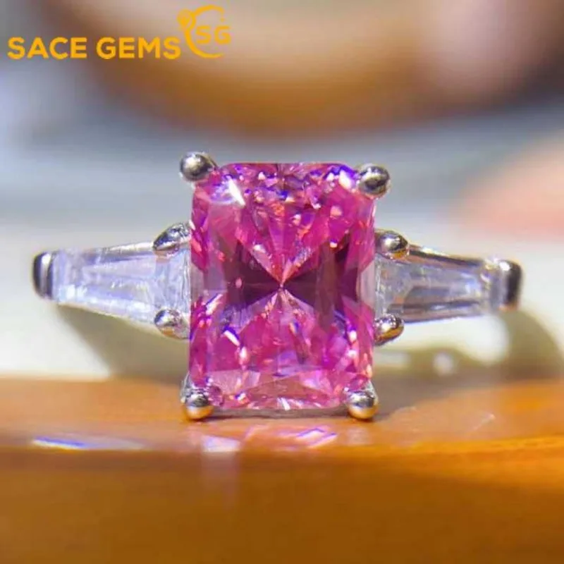 خاتم مويسانيتي للنساء من SACE GRA GRA ، فضة إسترليني ، خواتم ذهب أبيض عيار 18 قيراط ، مجوهرات راقية ، لون 1-2 قيراط