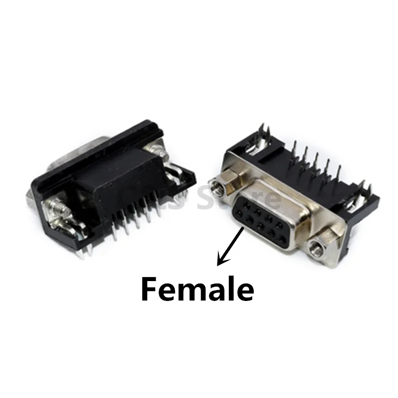5pcs DB9 Female Male PCB Mount D-Sub 9 pin PCB Connector RS232 Connector 90-degree bent curved legs welded plate DR9